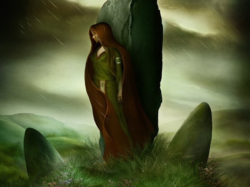 Woman in Green Cloak — Dramatic, Night