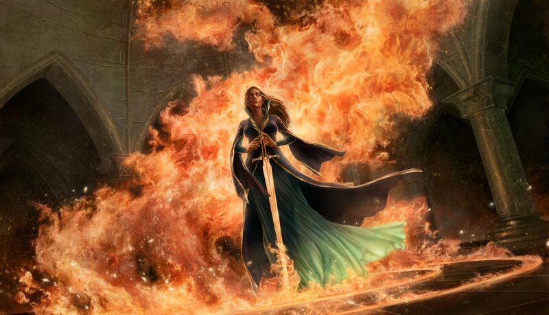 Woman in Green Cloak — Orange, Dramatic