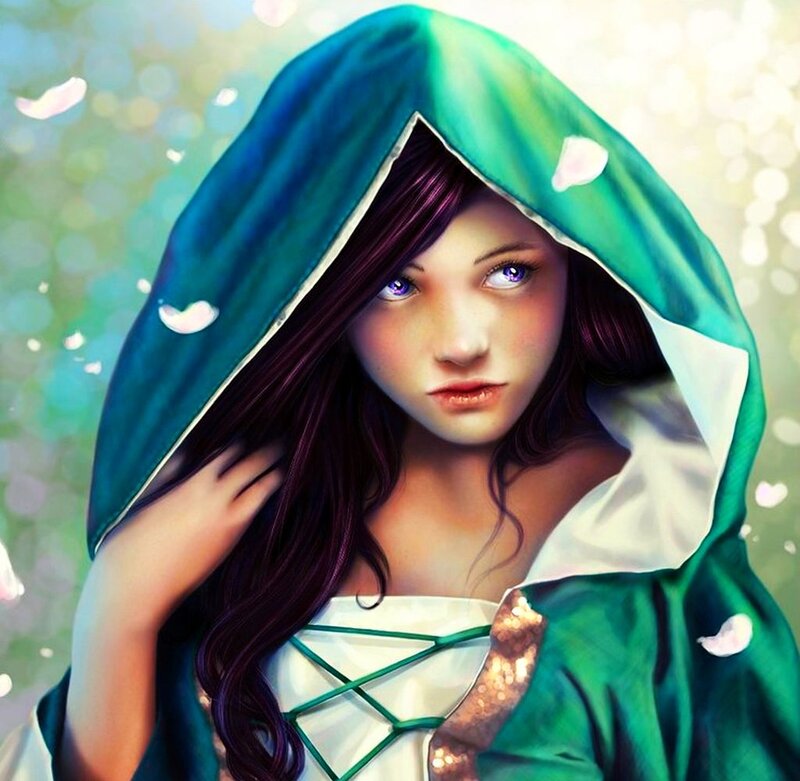 Woman in Green Cloak — Serene, Spring
