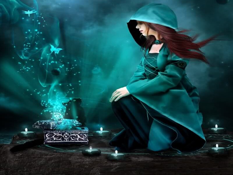 Woman in Green Cloak — Teal