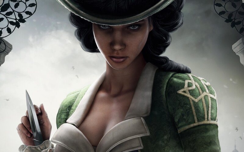 Woman in Green Coat — Dramatic, Digital Art