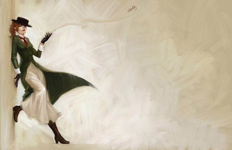 Woman in Green Coat — Dramatic