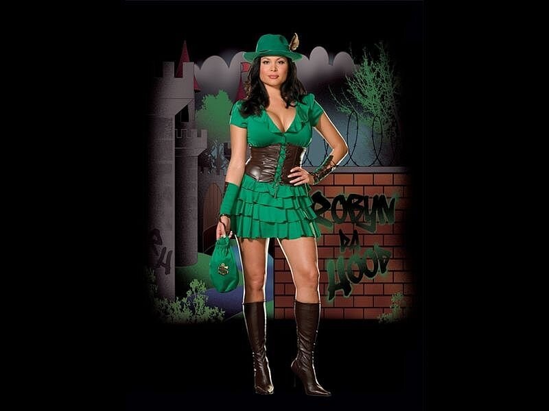 Woman in Green Costume — Dramatic, Night