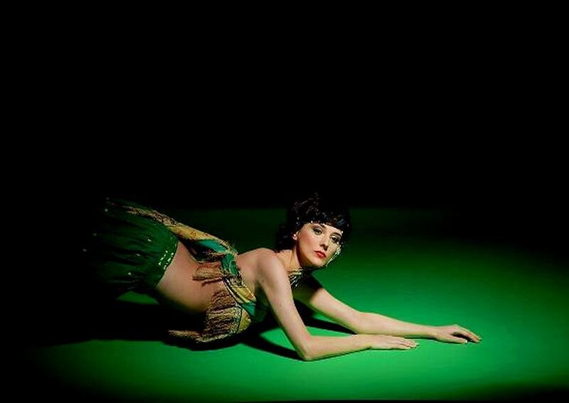 Woman in Green Costume — Dramatic, Photograph, Green Light