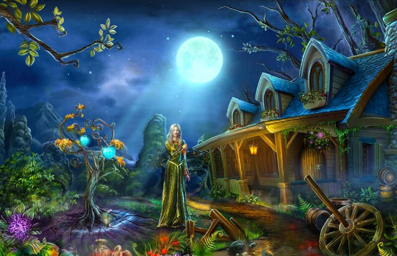 Woman in Green Dress — Blue, Mystical, Night