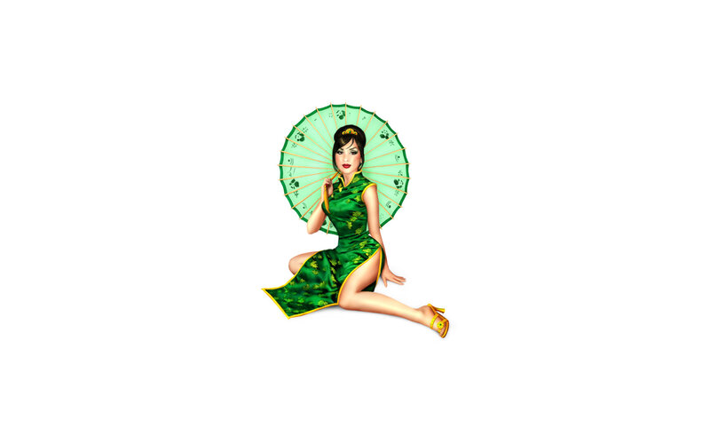 Woman in Green Dress — Calm, Illustration
