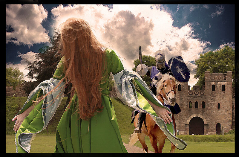 Woman in Green Dress — Dramatic, Afternoon, Digital Art, Knight