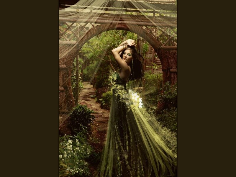 Woman in Green Dress — Dramatic, Afternoon, Digital Art