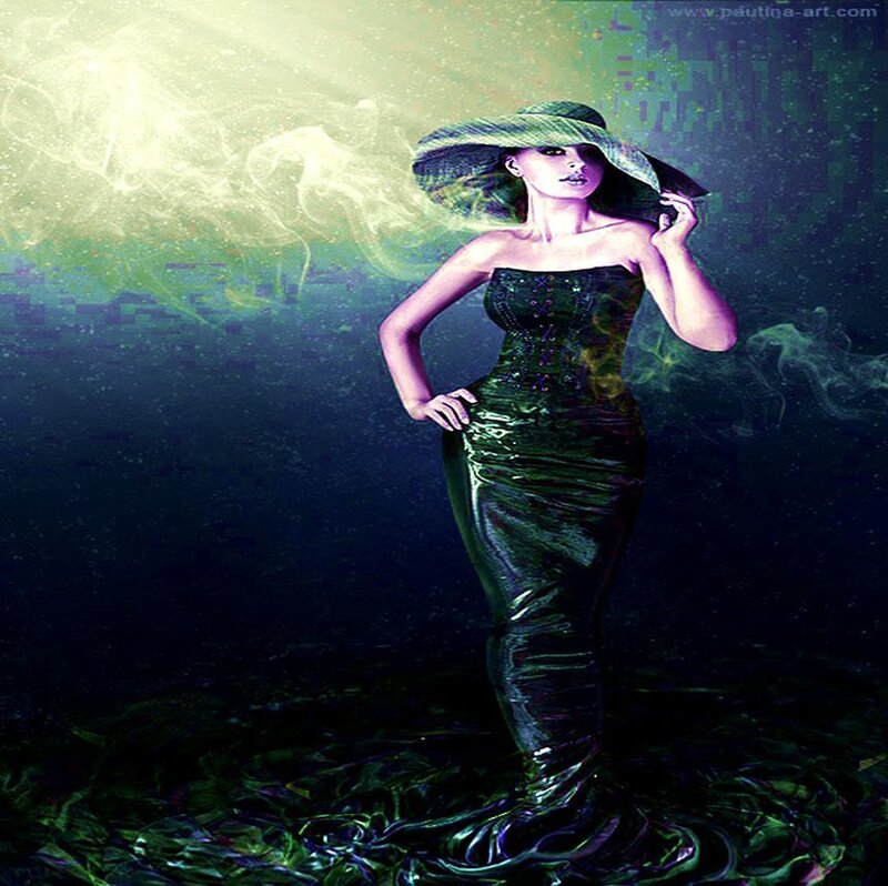 Woman in Green Dress — Dramatic, Digital Art