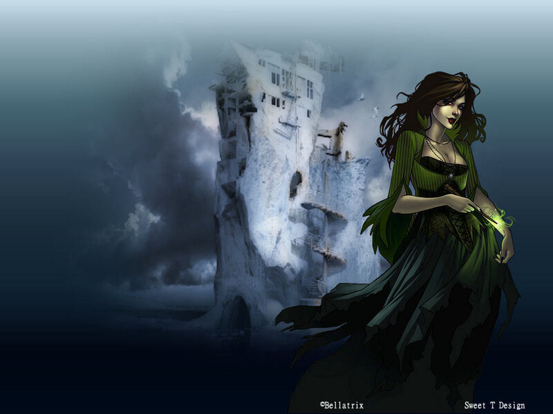 Woman in Green Dress — Dramatic, Night, Digital Art, Ruined Building