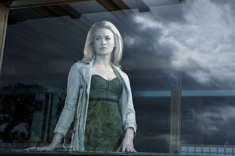 Woman in Green Dress — Dramatic, Night, Photograph, Coat, Window