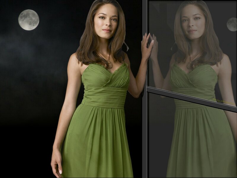Woman in Green Dress — Dramatic, Night, Photograph, Moon