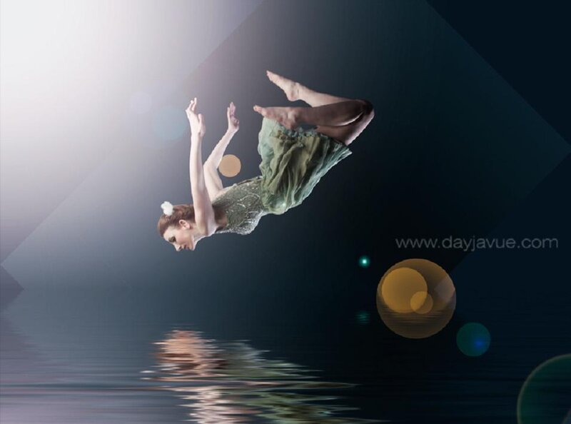 Woman in Green Dress — Dramatic, Photograph, Reflection