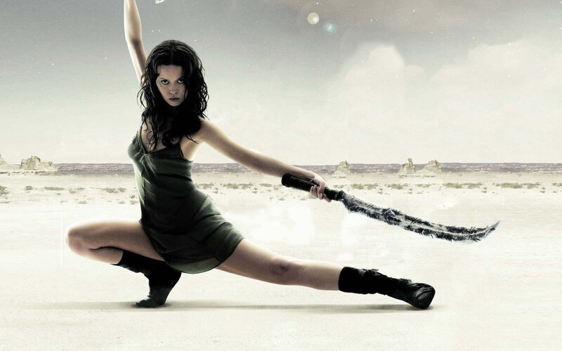 Woman in Green Dress — Dramatic, Photograph, Sword