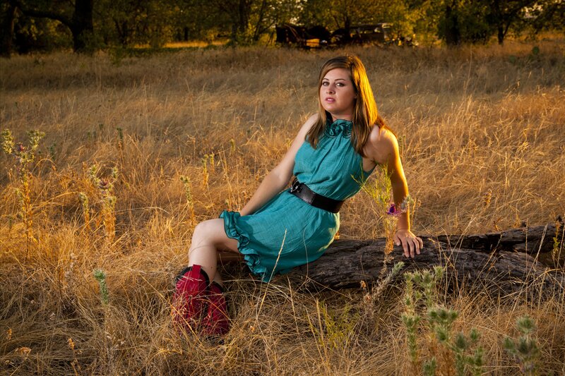 Woman in Green Dress — Dramatic, Sunset, Photograph, Log