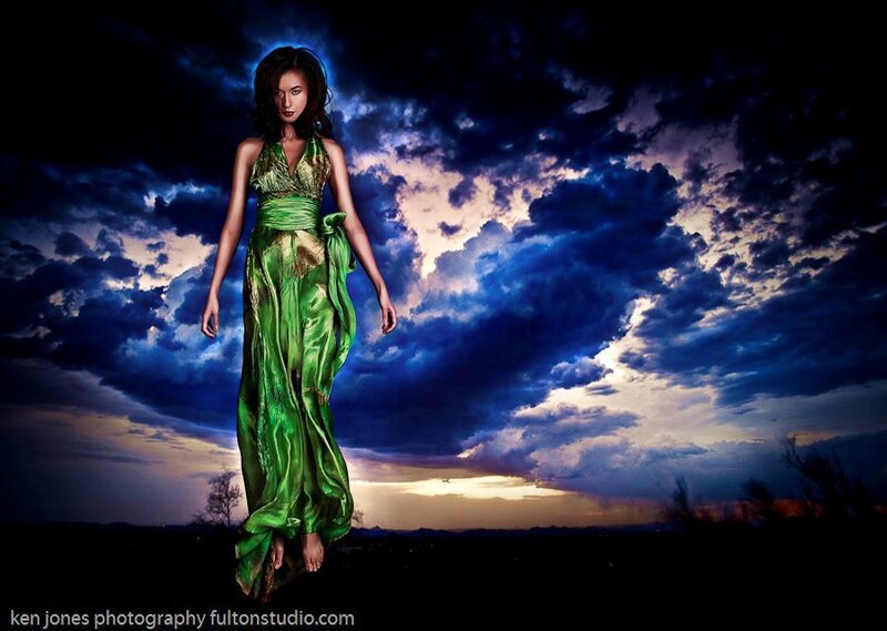 Woman in Green Dress — Dramatic, Twilight