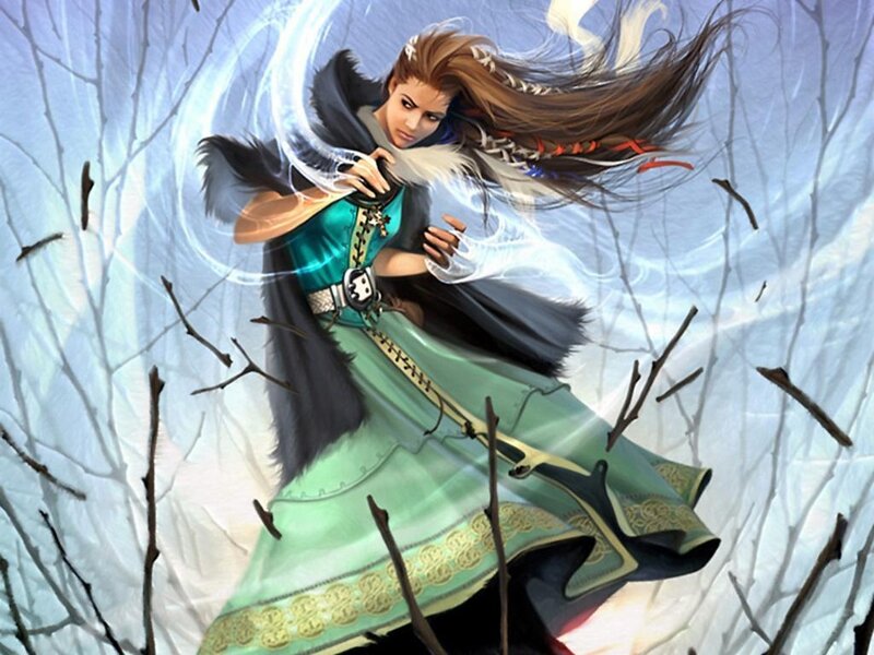 Woman in Green Dress — Dramatic, Winter