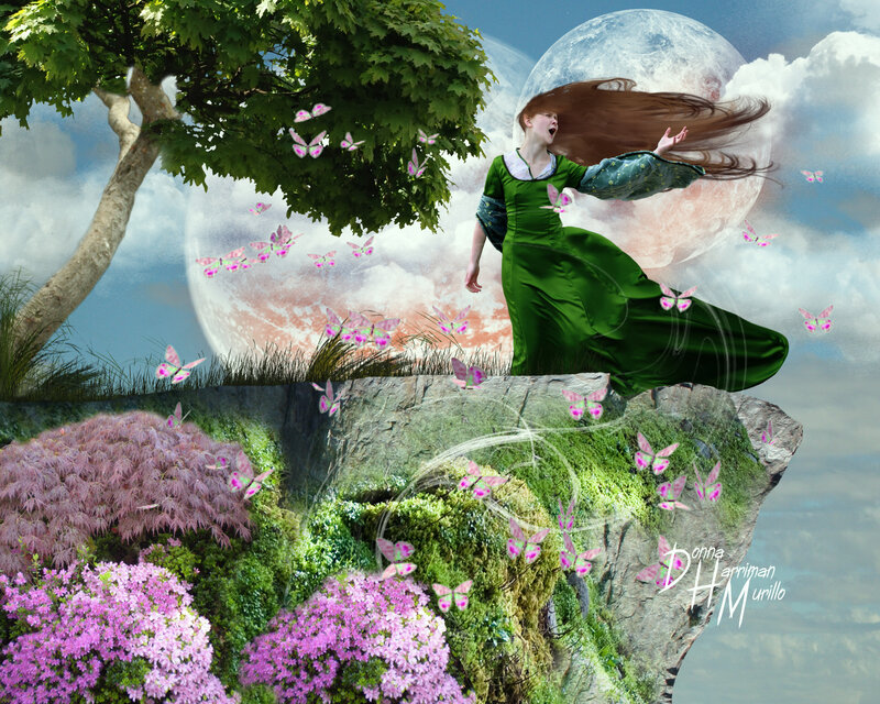 Woman in Green Dress — Fantasy, Night