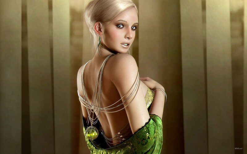 Woman in Green Dress — Gold