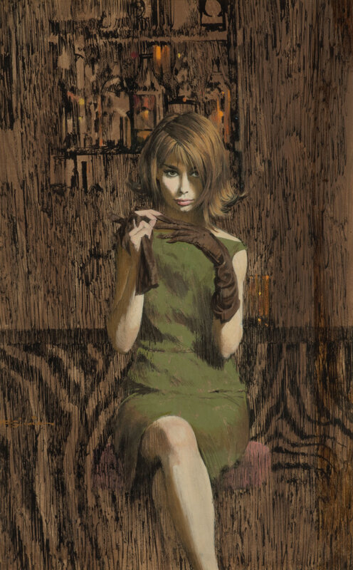 woman in green dress holding gloves