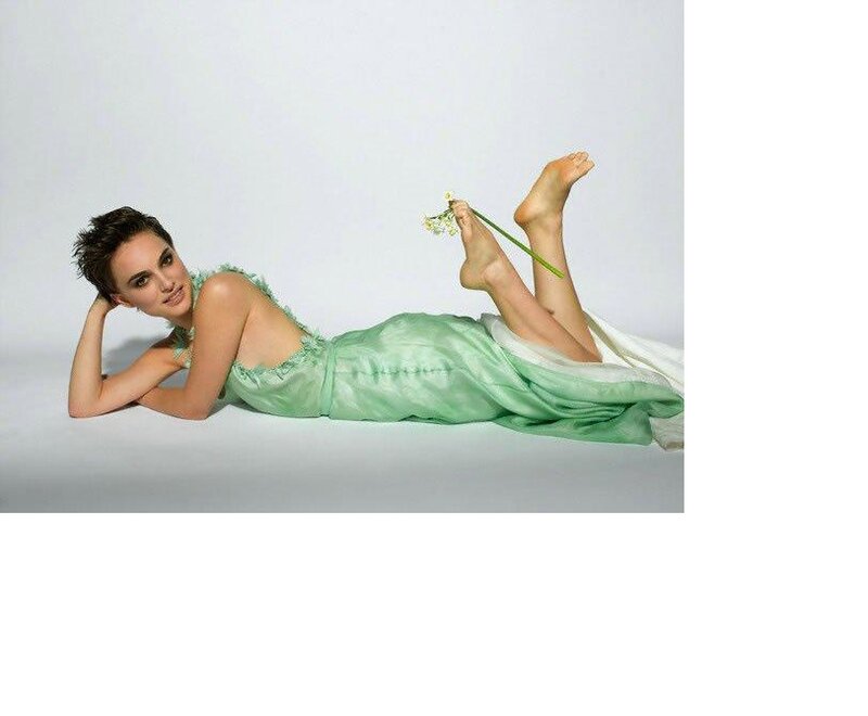 Woman in green dress lying down