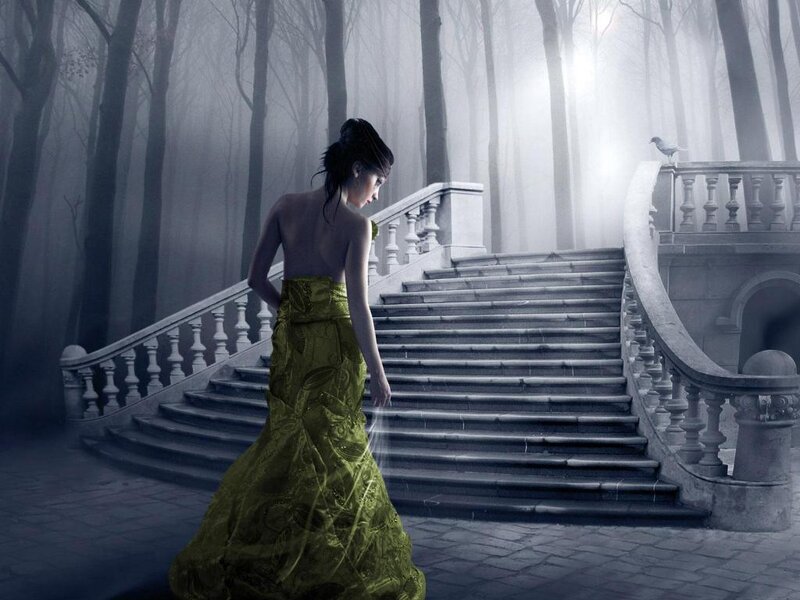 Woman in Green Dress — Mysterious, Night
