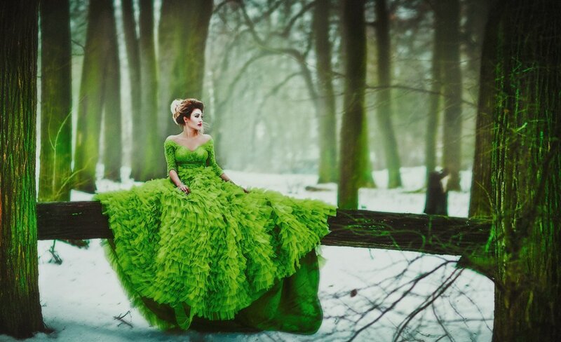 Woman in Green Dress — Mystical, Winter