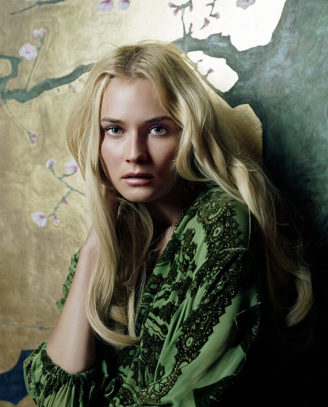 woman in green dress portrait