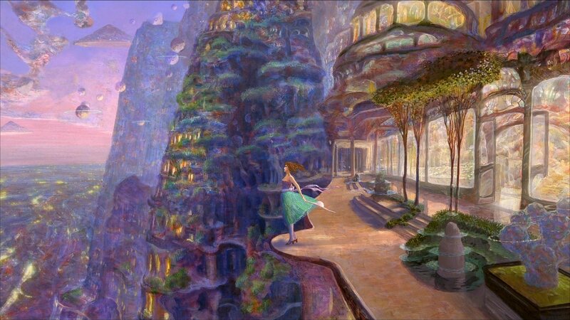 Woman in Green Dress — Purple, Serene