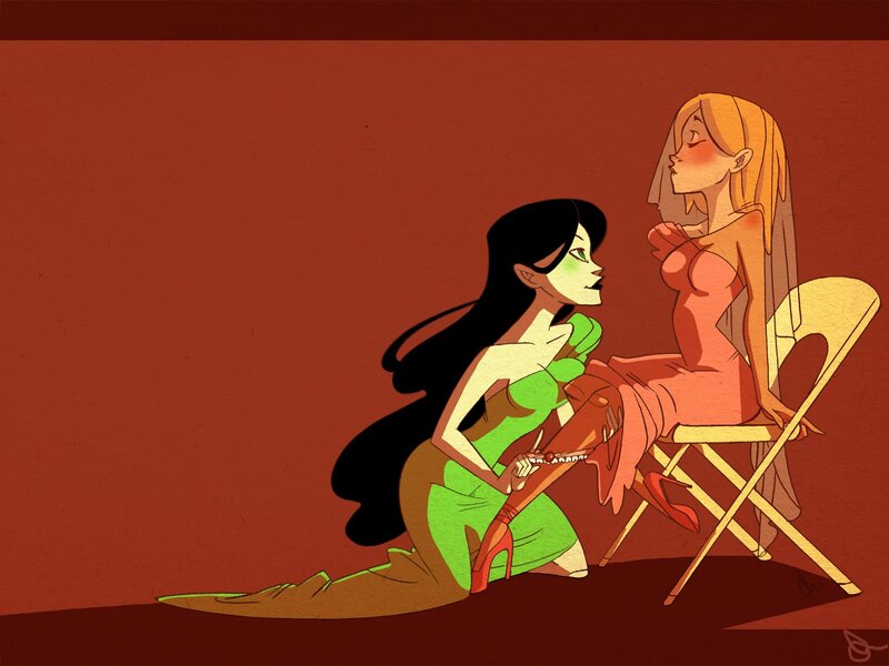 Woman in Green Dress — Red, Dramatic, Digital Art