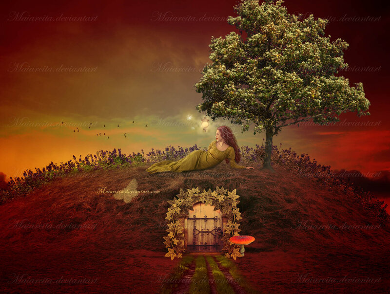 Woman in Green Dress — Red, Dreamy