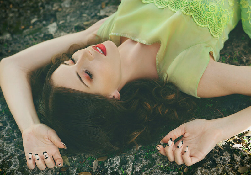 Woman in Green Dress — Serene, Afternoon, Photograph, Nails