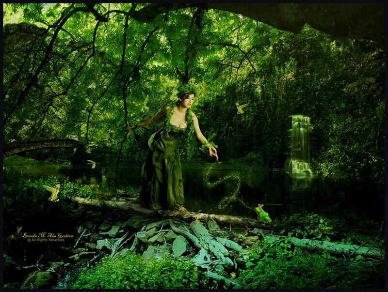 Woman in Green Dress — Serene, Day