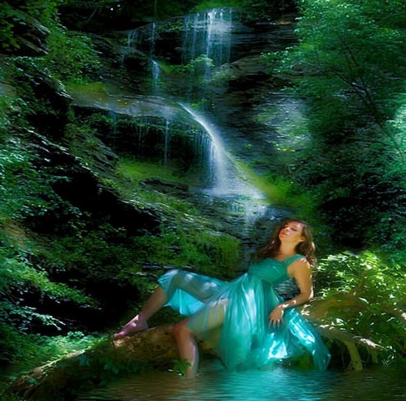 Woman in Green Dress — Serene, Daytime, Photograph
