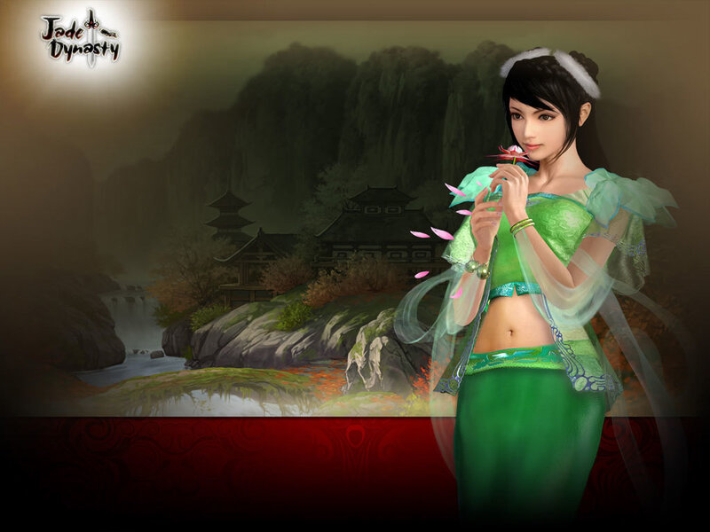 Woman in Green Dress — Serene, Dusk