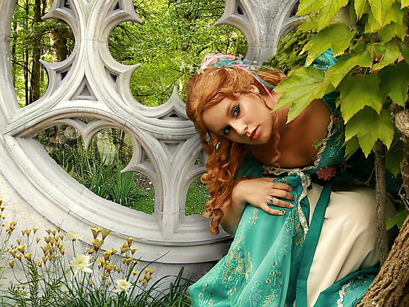 Woman in Green Dress — Serene, Summer