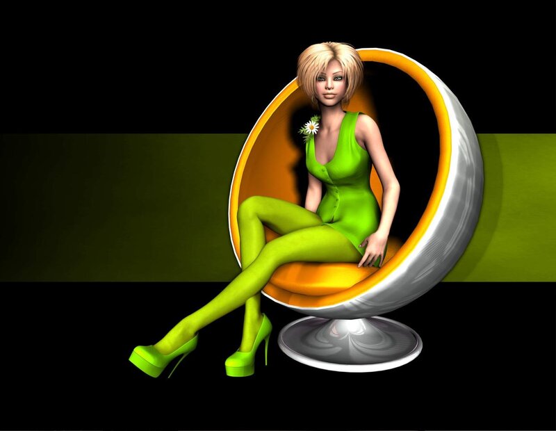 Woman in Green Dress — Stylized