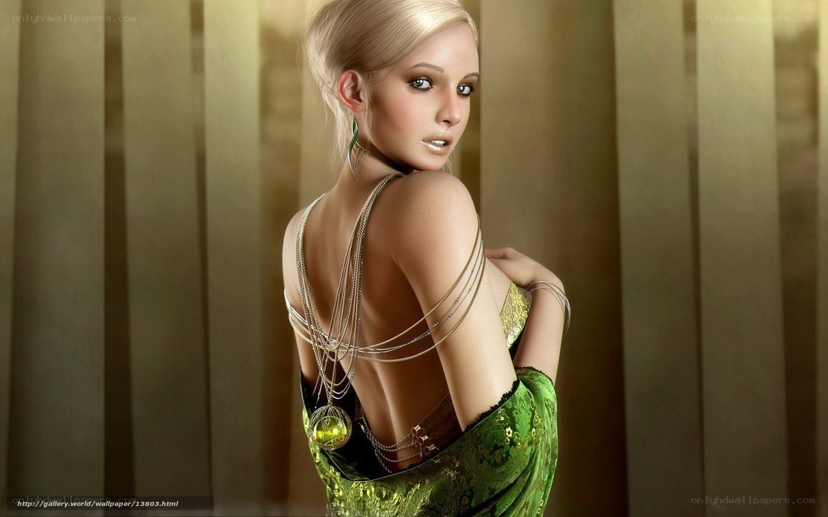 woman in green dress with chains