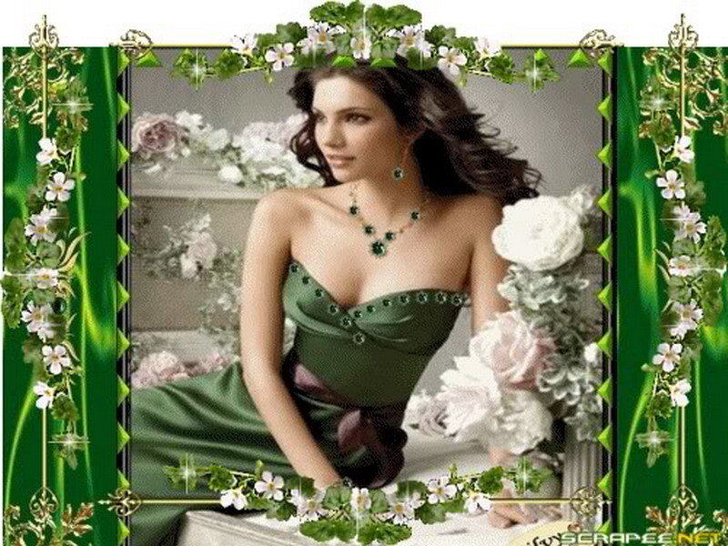 woman in green dress with flowers