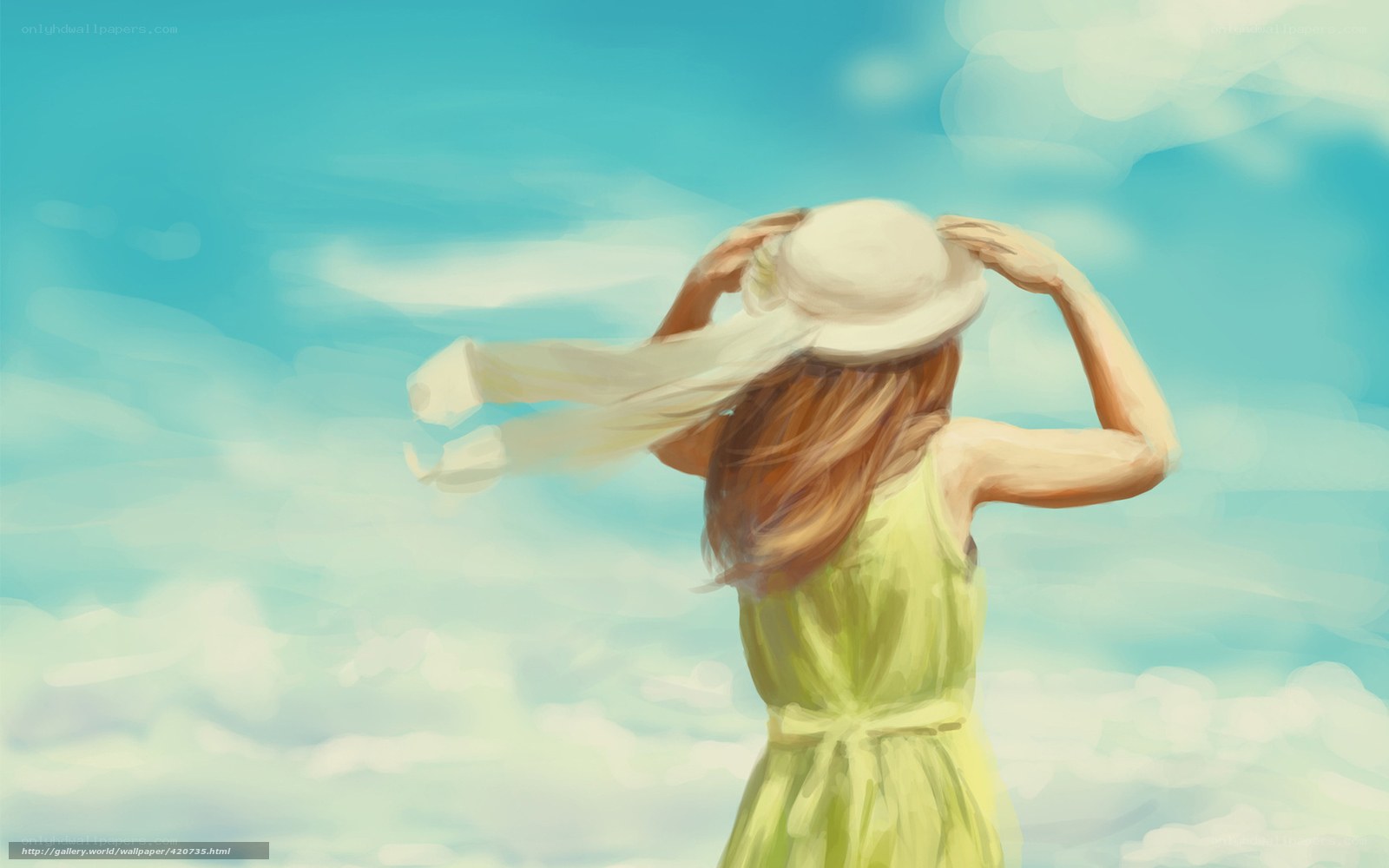 woman in green dress with hat