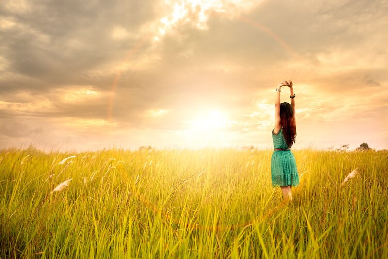 Woman in Green Dress — Yellow, Serene