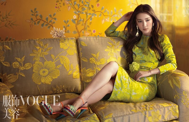 Woman in Green Dress — Yellow, Stylish