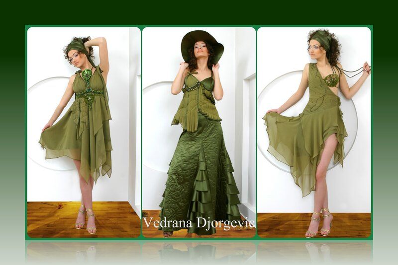 Woman in Green Dresses