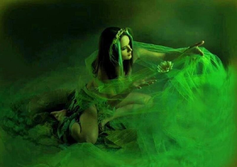 Woman in Green Fabric — Mystical