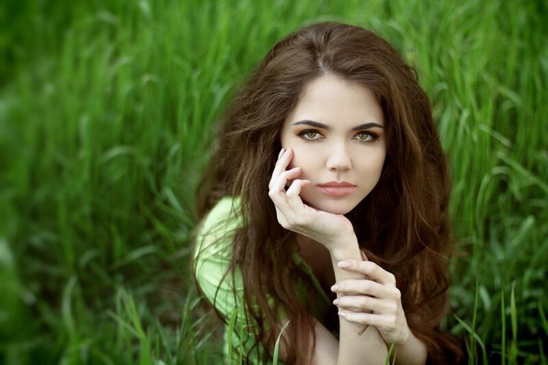 Woman in Green Field — Calm