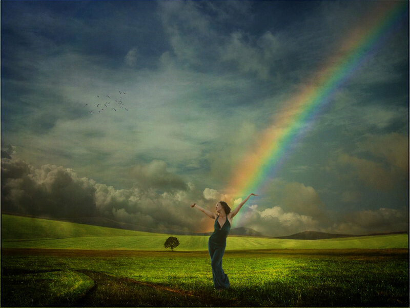 Woman in Green Field — Dramatic