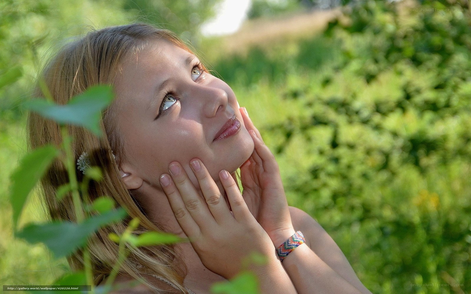 woman in green field