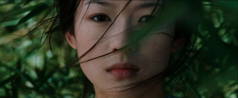 woman in green foliage