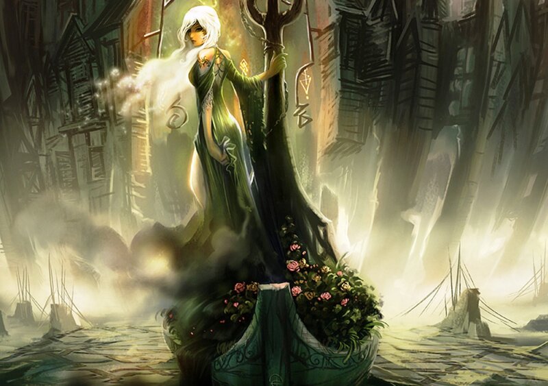 Woman in Green Gown — Dramatic, Digital Art