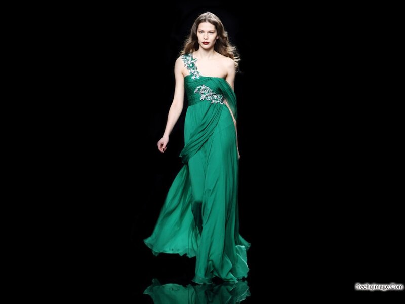 Woman in Green Gown — Dramatic, Night
